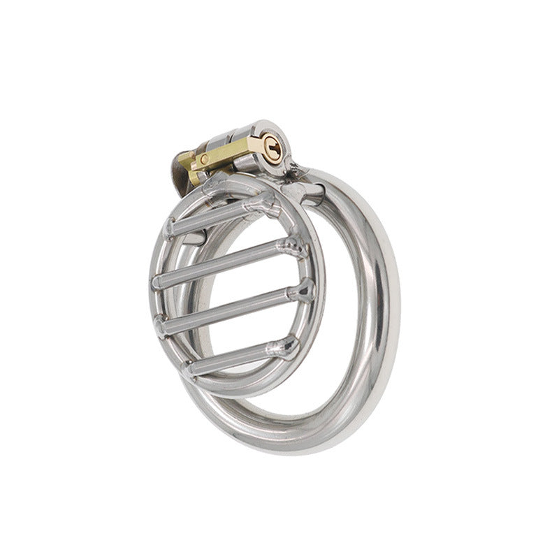 Men's Stainless Steel Flat Chastity Lock with Multiple Ring Sizes