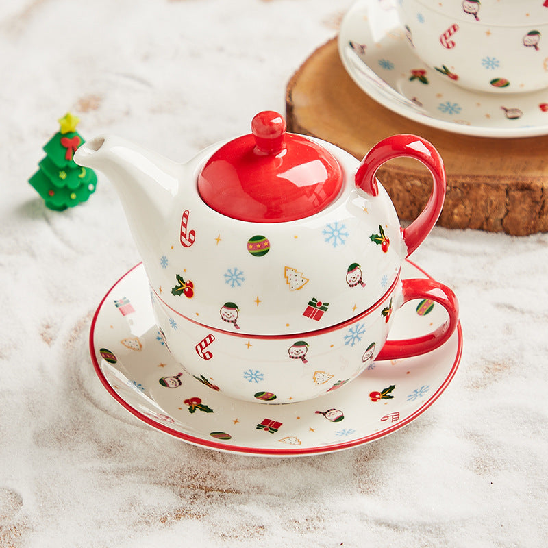 Creative Christmas Gold-Plated Ceramic Dinnerware Set - Plates & Cups for Holiday Decor