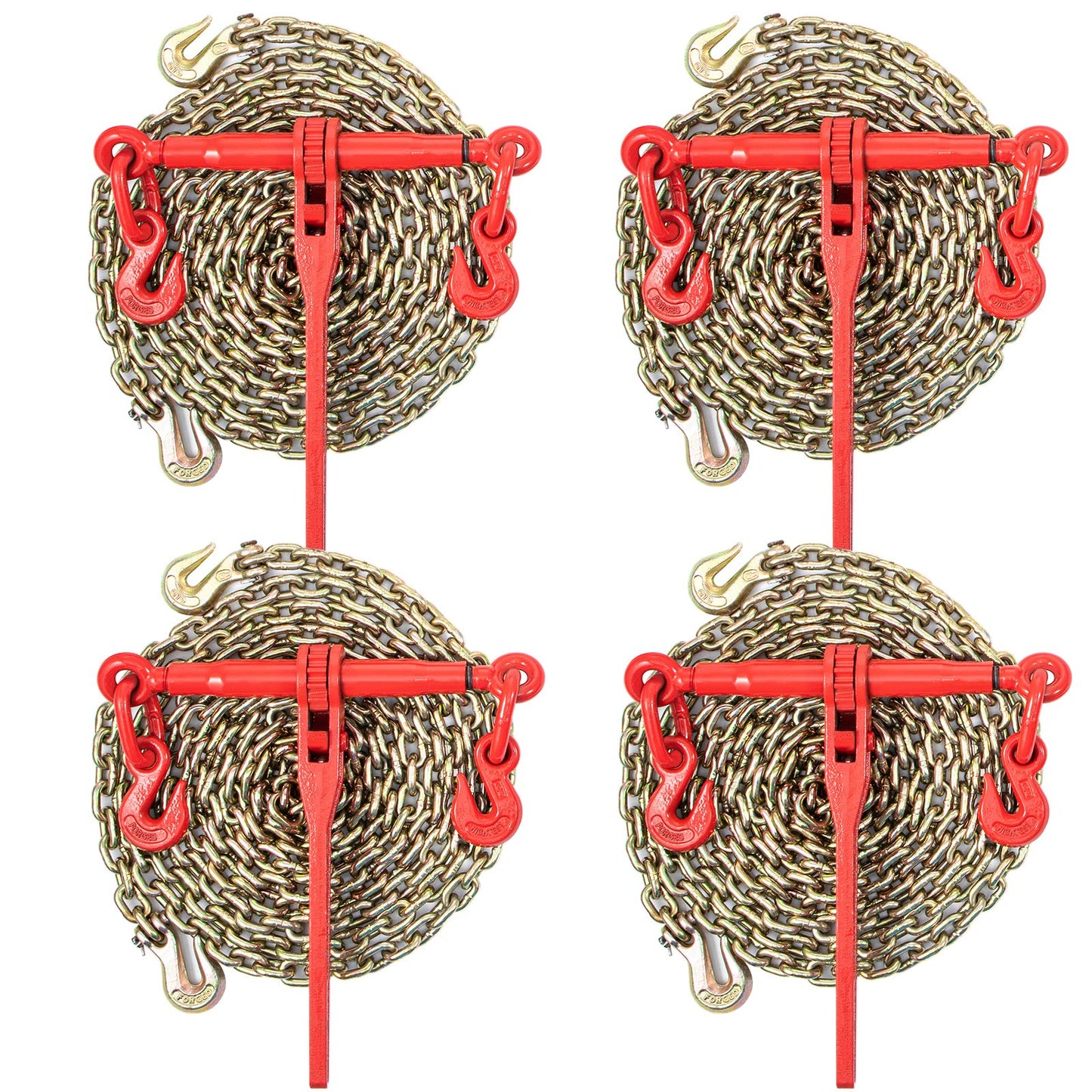 Heavy-Duty Chain Load Binder with 5/16 Inch G80 Chains and Hooks - Transport Load Kit