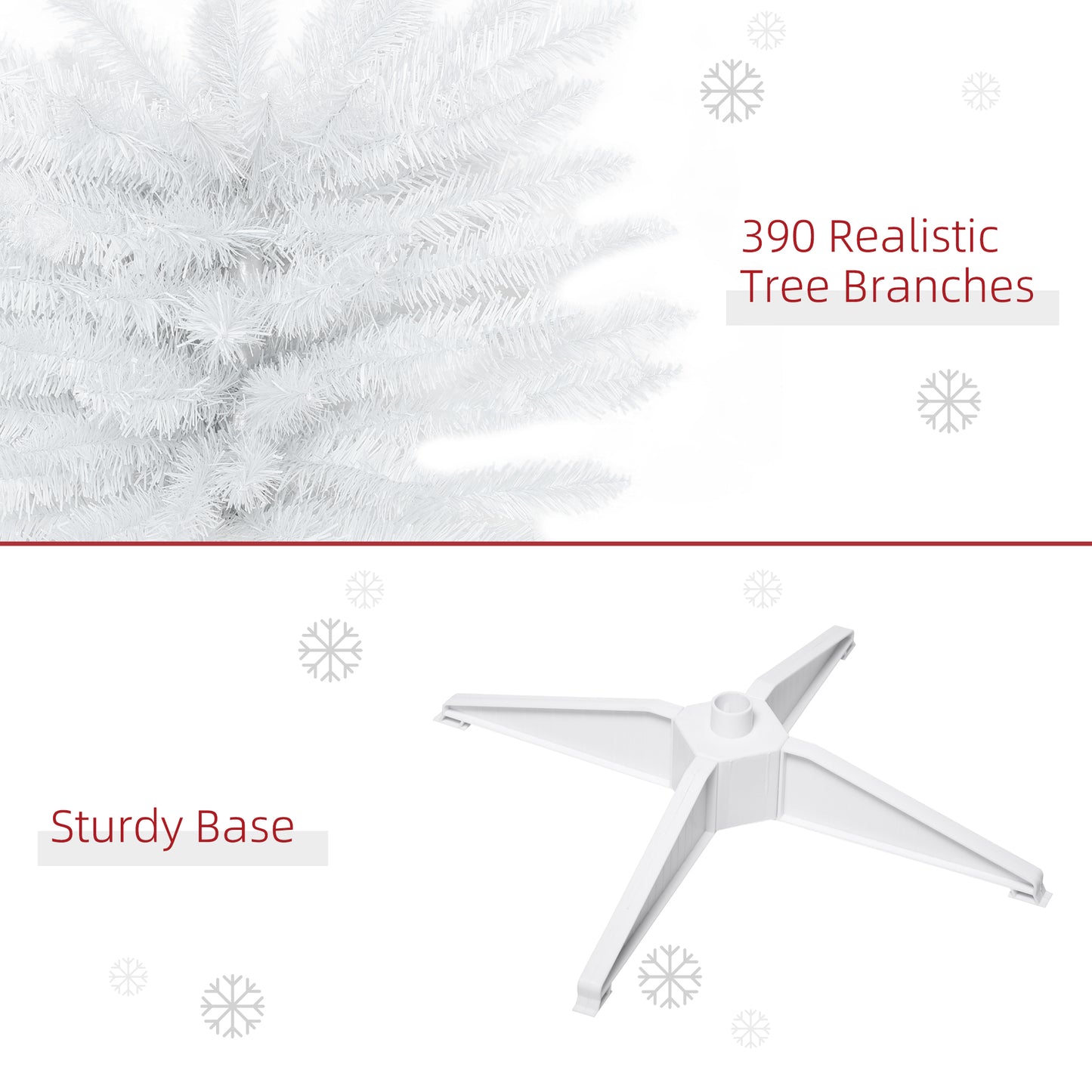 6' White Artificial Pencil Christmas Tree with 390 Branch Tips