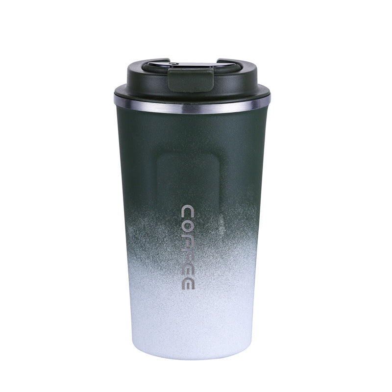 Stainless Steel Double-Layer Vacuum Coffee Cup with Straw - Outdoor & Travel