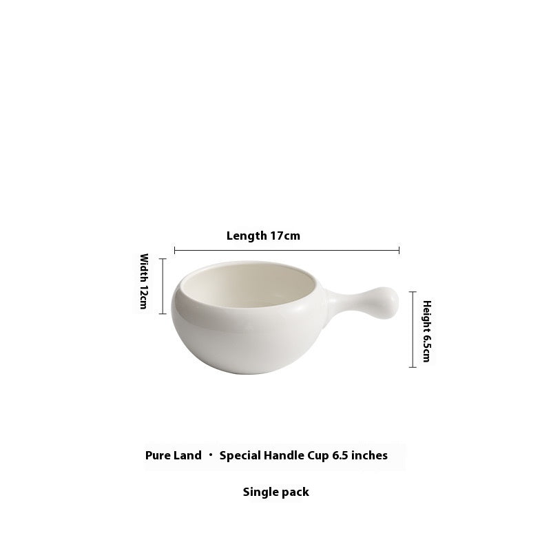 Large Capacity Ceramic Salad & Noodle Bowl with Handle - Multiple Sizes