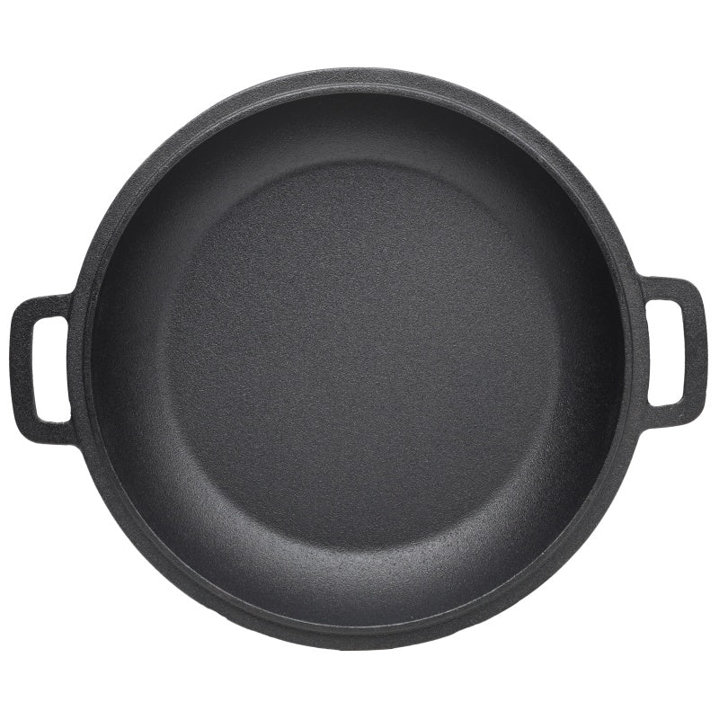 Pre-Seasoned Cast Iron Dutch Oven with Dual Handles - Black