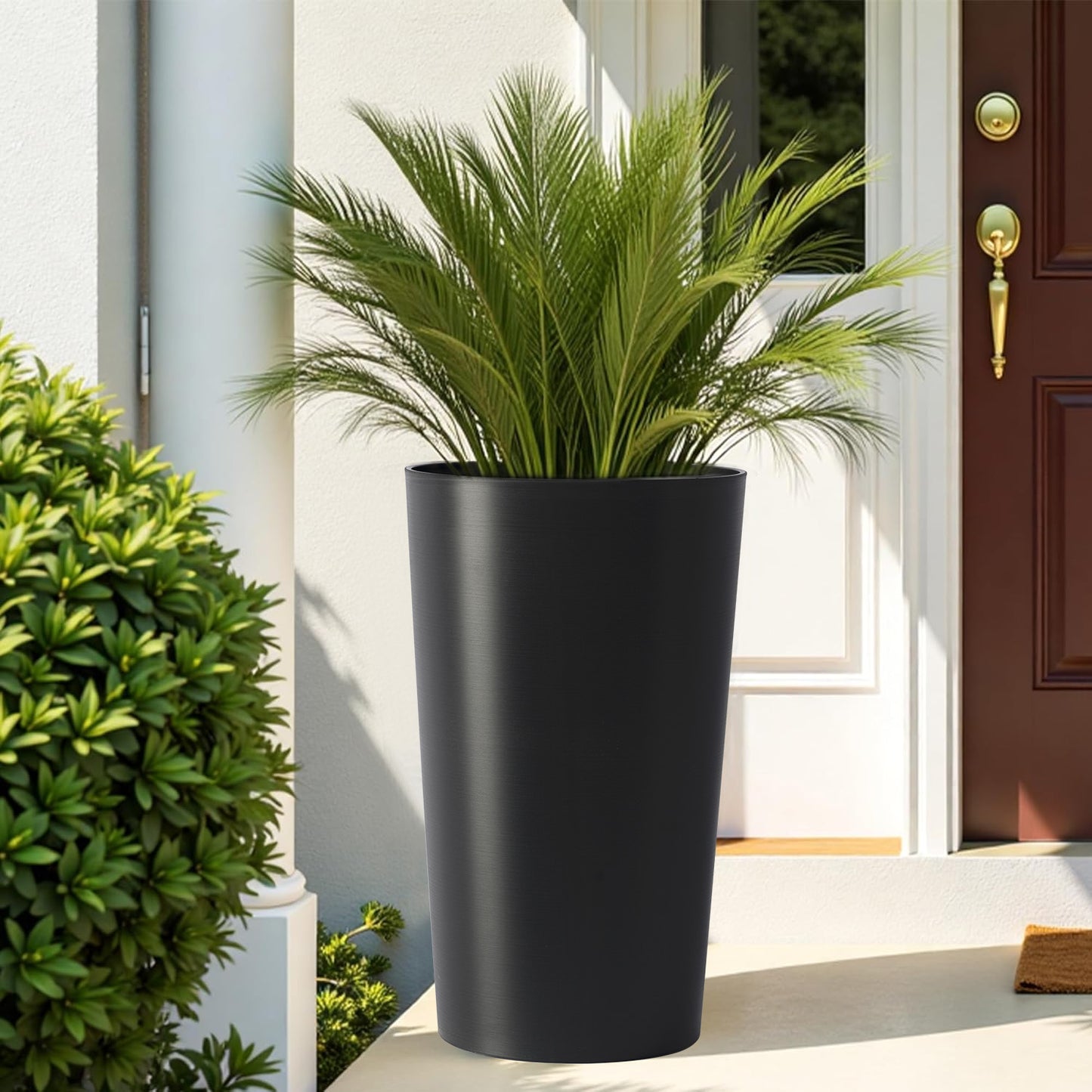 2 Pack Tall 21.7 In Planters For Outdoor Plants Modern Square Planter