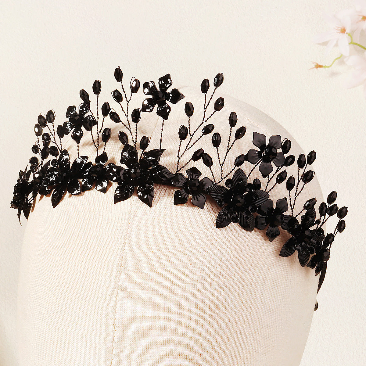 Black Crystal Halloween Headband - Dark Style Hair Accessory for Women