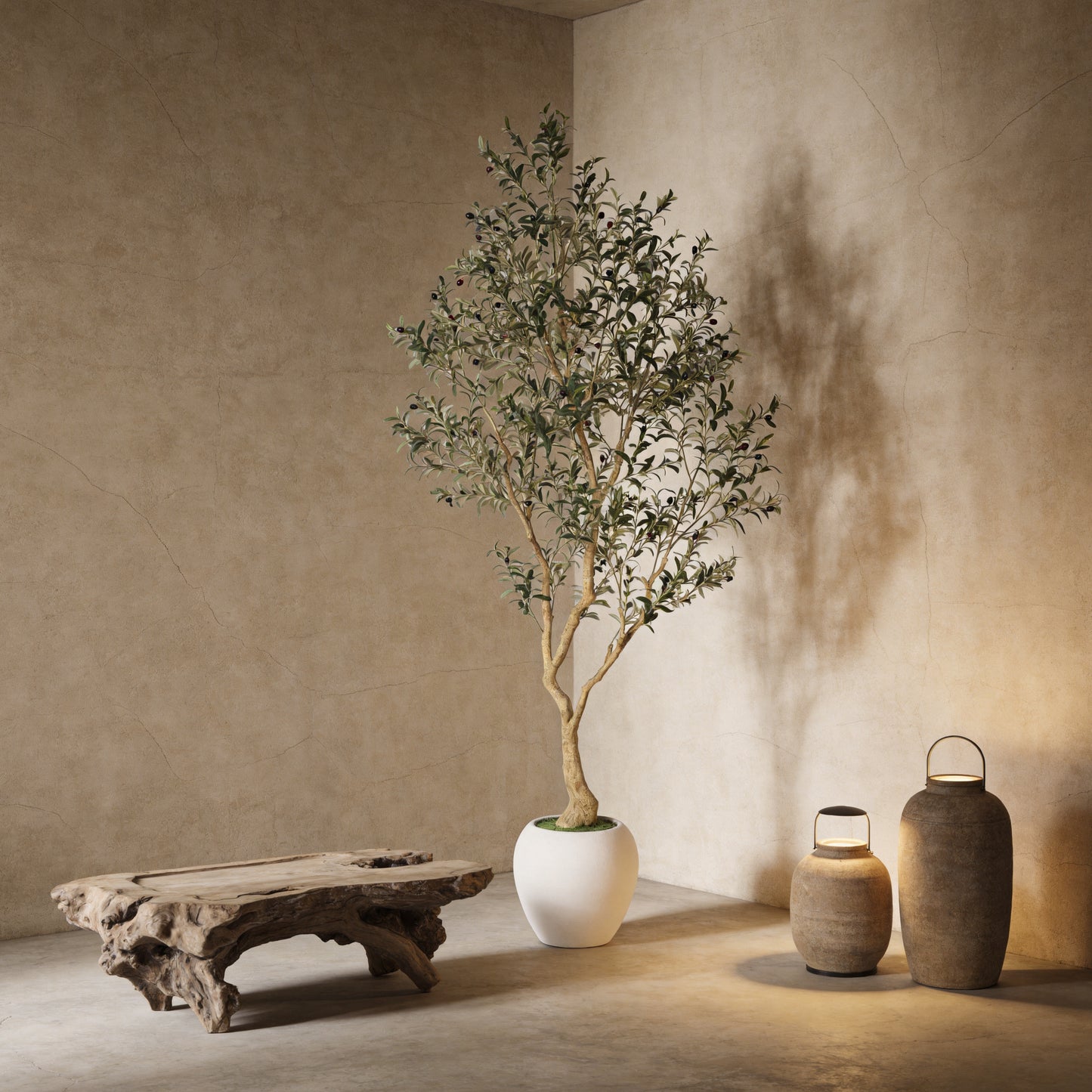 8.2FT Artificial Olive Tree in Chic White Planter - Indoor & Outdoor Decor