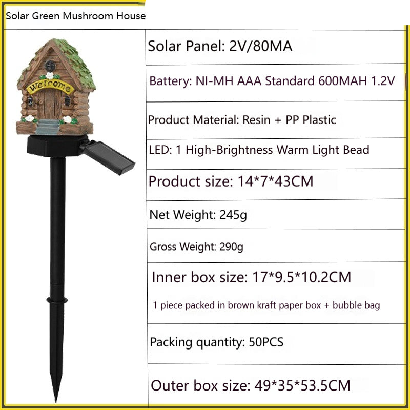 Outdoor Solar Mushroom Garden Light - Resin Lawn Landscape Lamp with Ground Stake