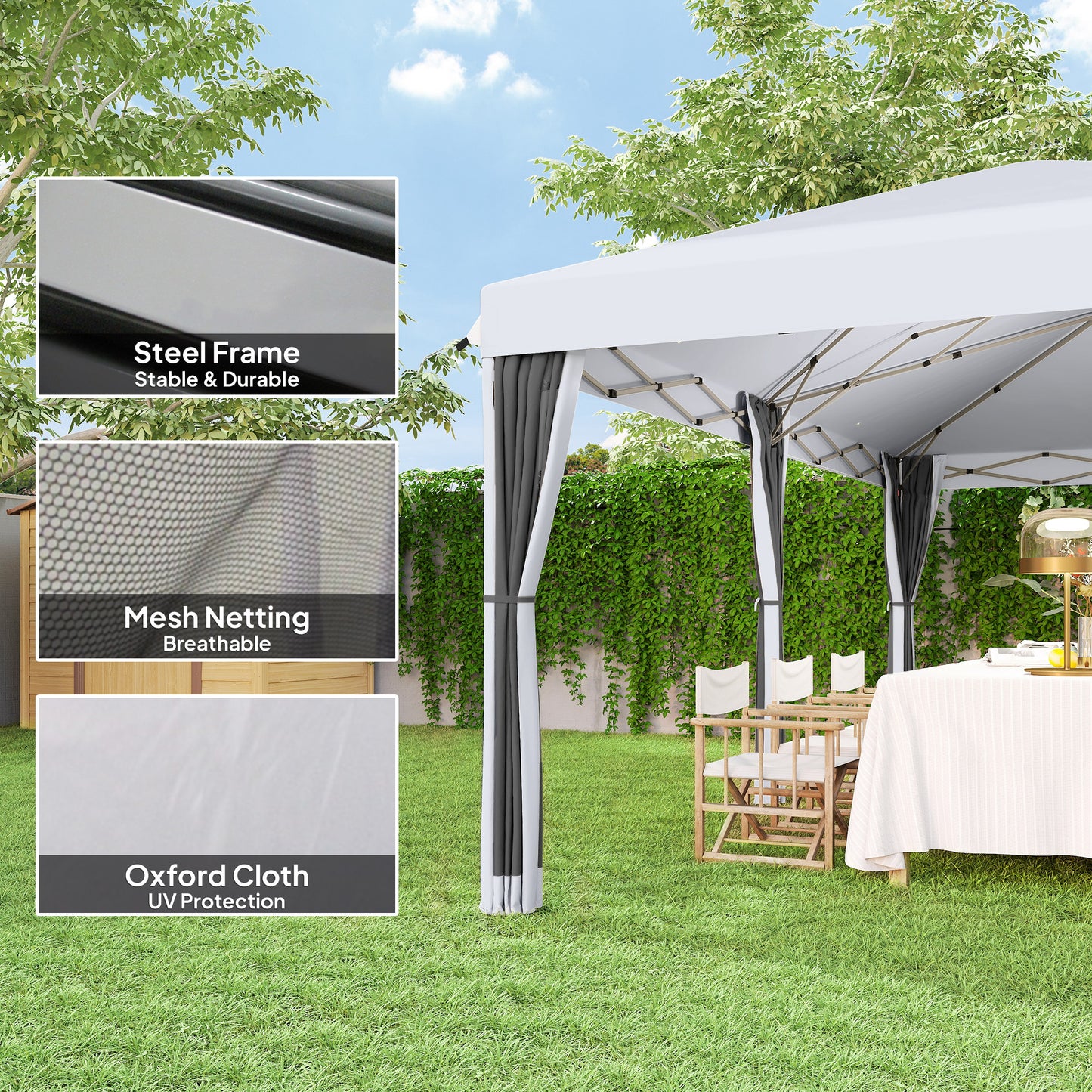 10x20 Pop Up Canopy Tent with Netting - Heavy Duty Sun Shelter
