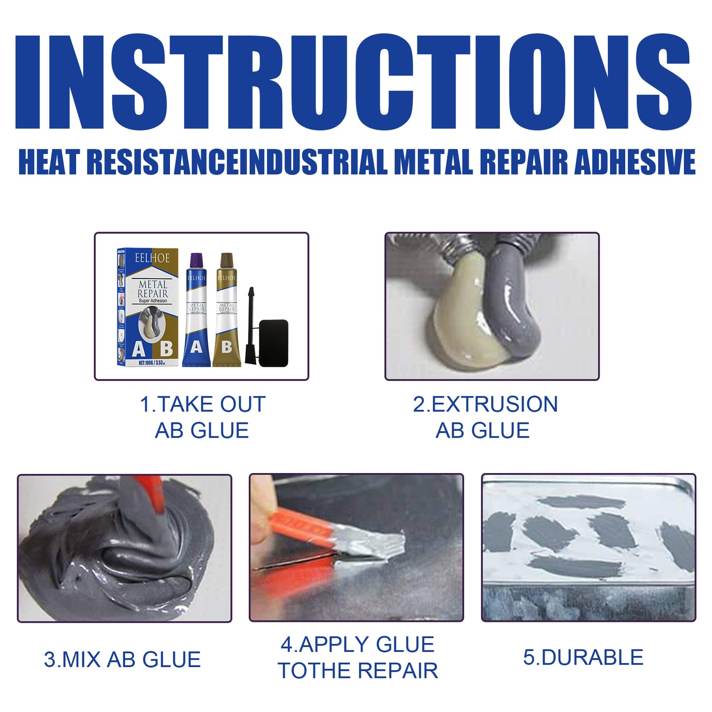High Temperature Metal Repair Adhesive - 12.5x4x4 Inch Set