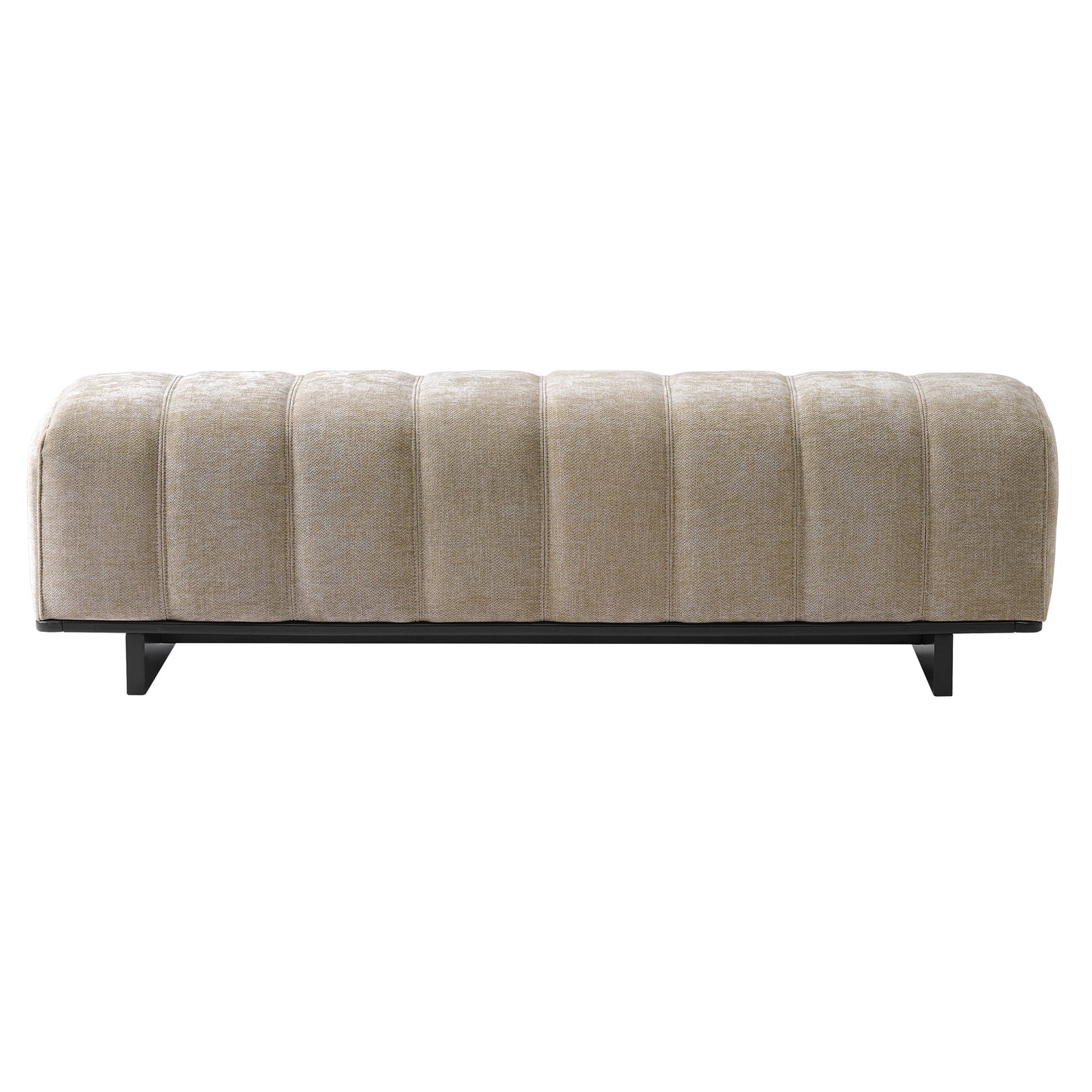 Indoor Dining Bench - Oatmeal Chenille Fabric with Rubber Wood Legs