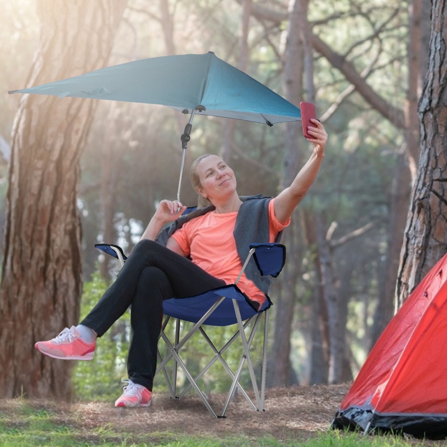 Foldable Beach Chair with Canopy and Cup Holder - Multiple Colors