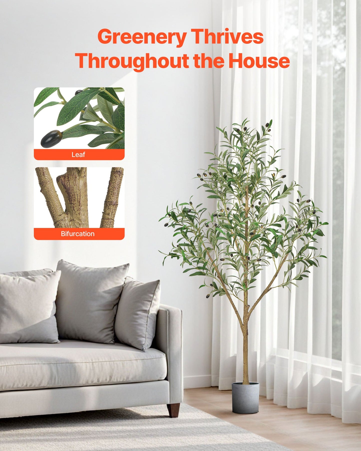 5FT Artificial Olive Tree with Black Pot - Lifelike Fake Plant for Home & Office Decor