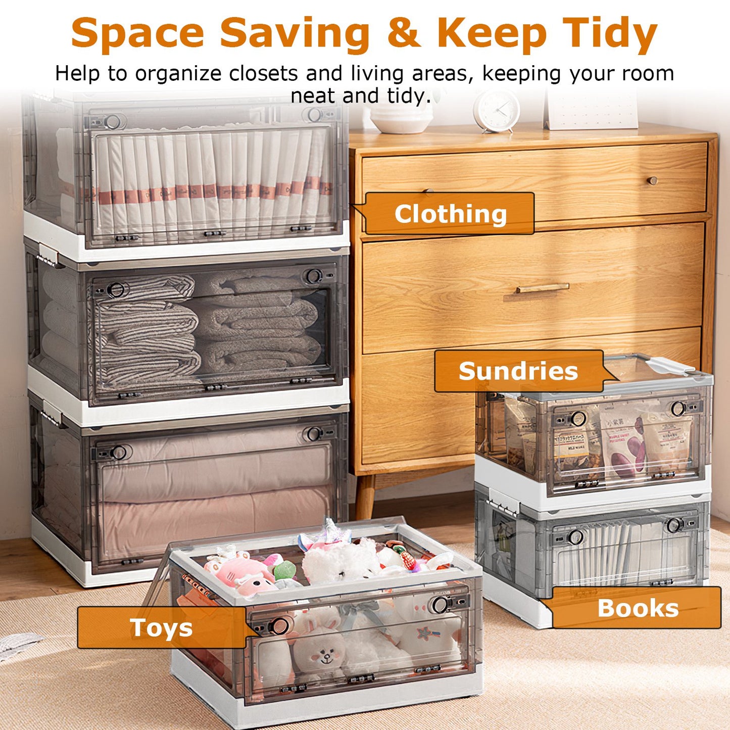 Foldable Storage Bins - Collapsible Organizer with Wheels