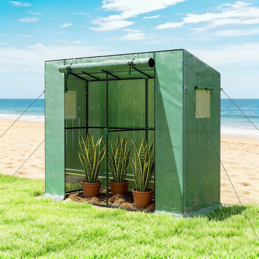Portable Greenhouse with Roll-Up Door - Small Green, 78.7" L