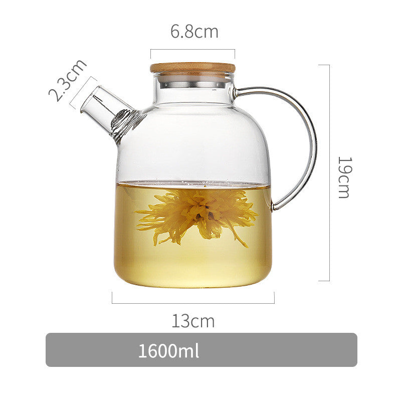 Heat-Resistant Glass Teapot 1600ml - Kitchen Drinkware for Boiling & Hot Beverages