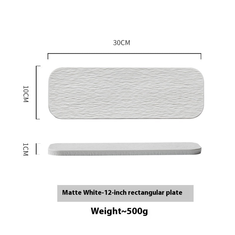 Rectangular Sushi Plate Set - Rock Pattern Porcelain Dinnerware for Kitchen