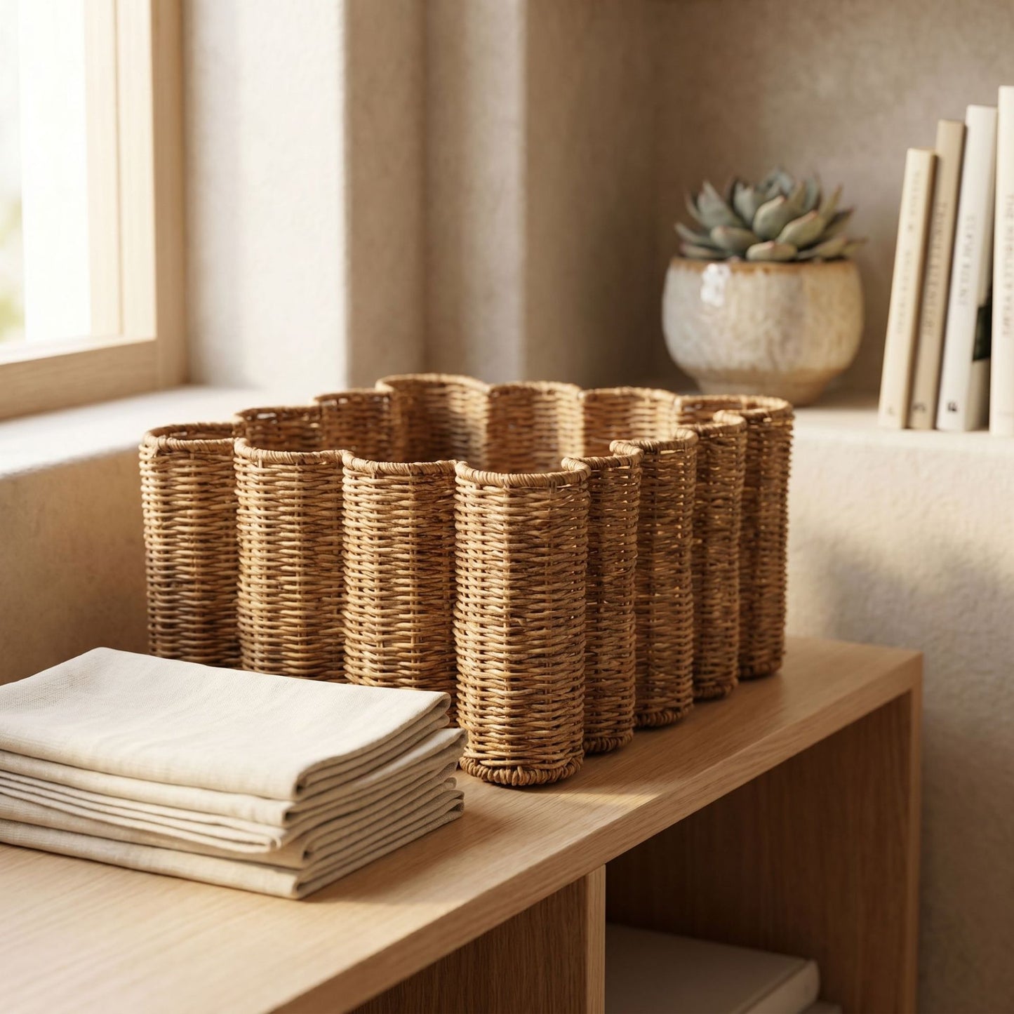 Handwoven Storage Basket for Bathroom & Living Room - Large & Small Sizes