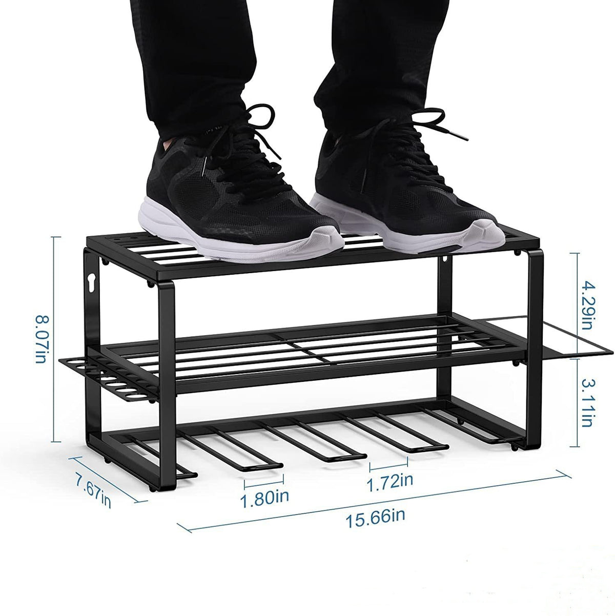 Wall-Mounted Drill Storage Rack - Heavy Duty Floating Tool Organizer, Black, 40cm