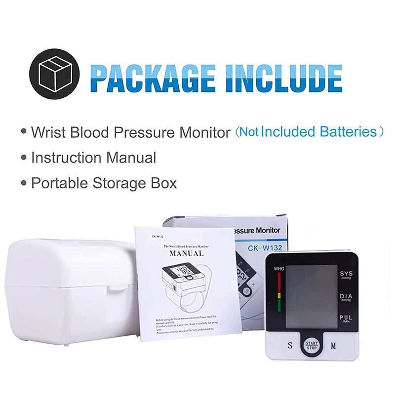 Automatic Wrist Blood Pressure Monitor - Portable Digital Heart Rate Tracker