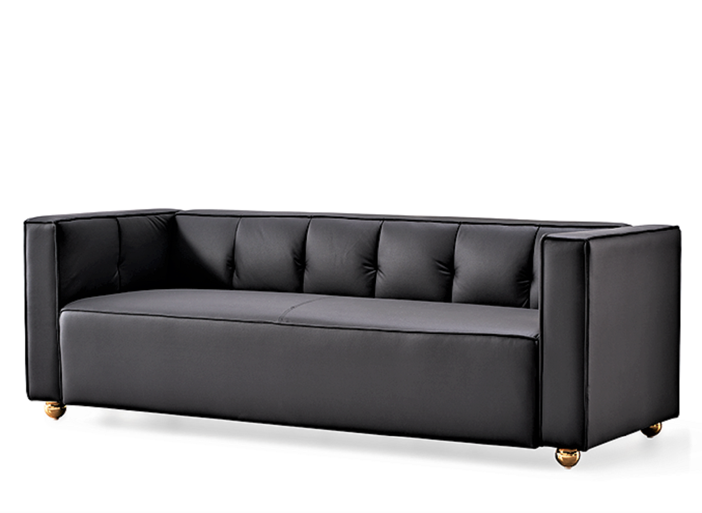 Polyester Sofa With Tufted Low Back Design, Elegant 3 Seater Couch