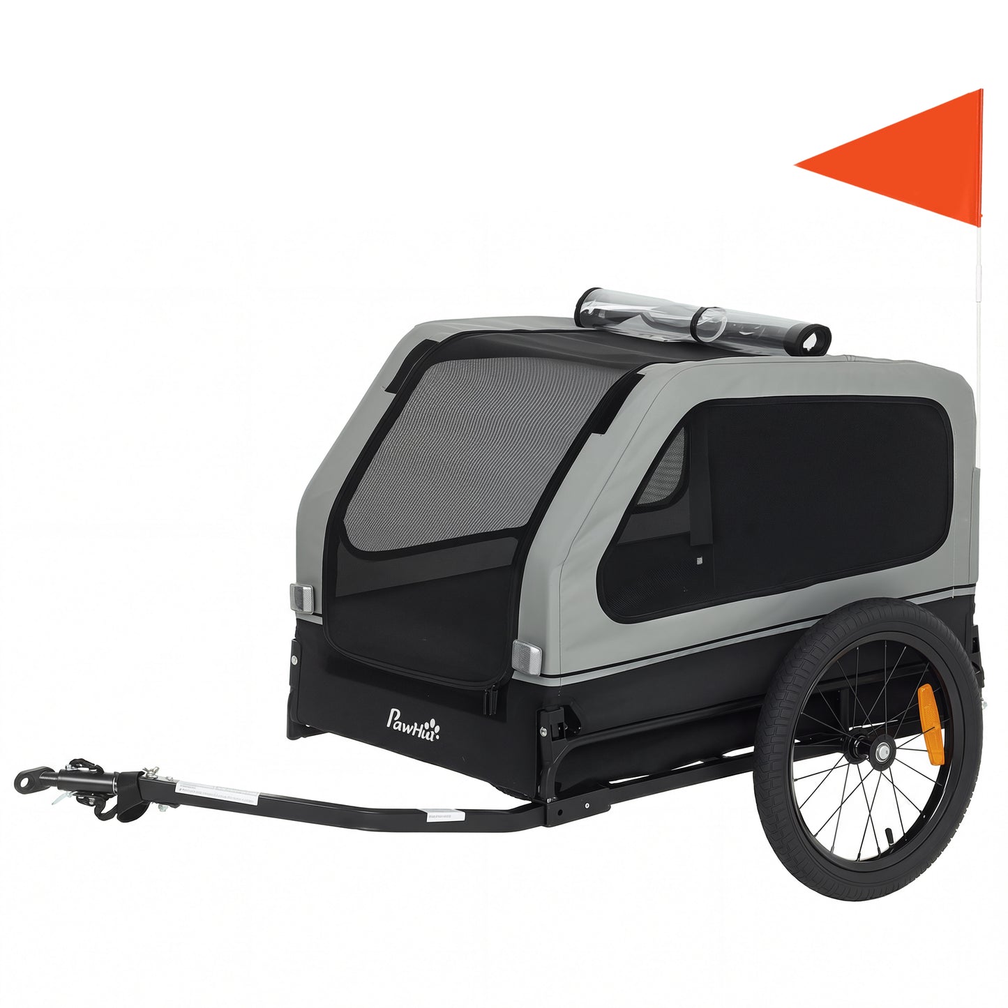 Dog Bike Trailer for Small & Medium Dogs with Ramp - Gray, Fits Most Bikes