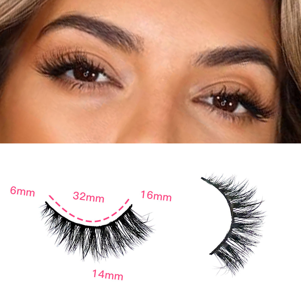 3D False Eyelashes - Multi-Layered Realistic Soft Lashes, Black