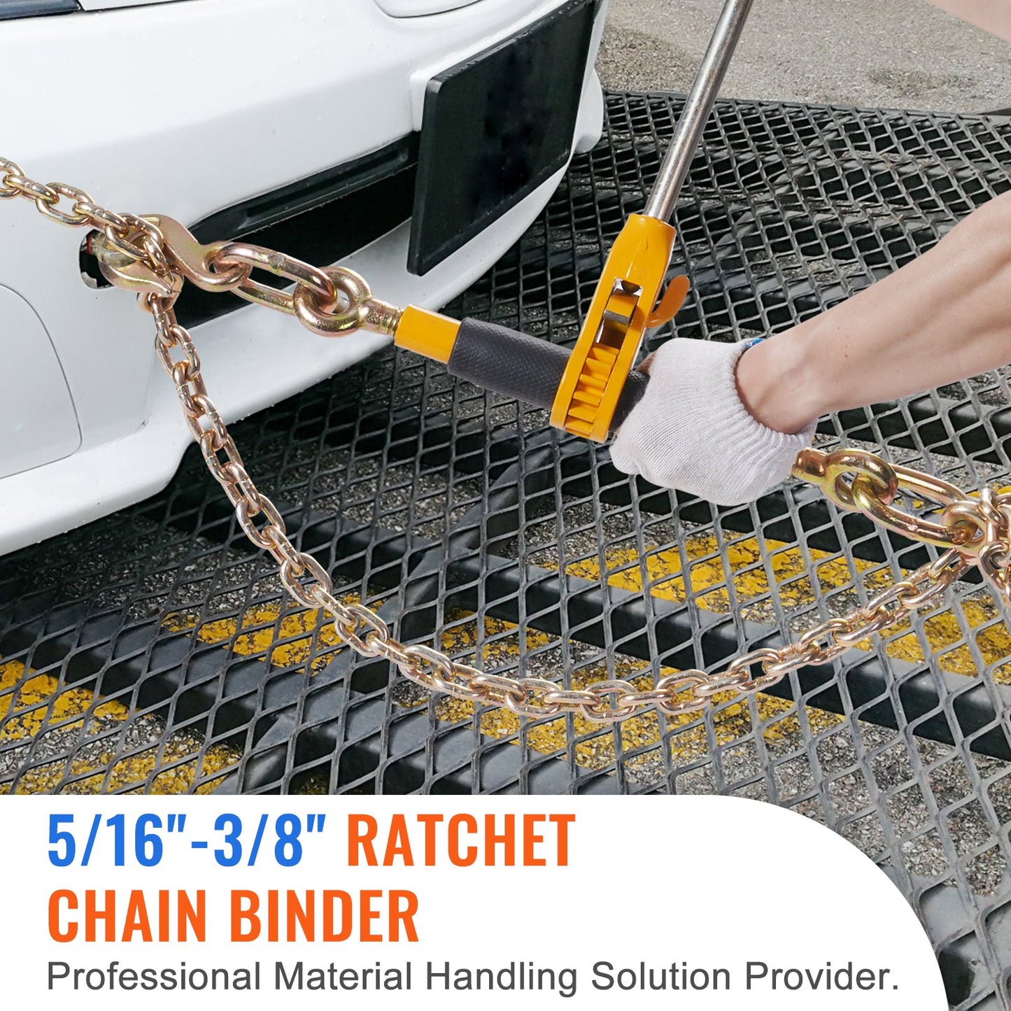 Heavy Duty Ratchet Chain Binder with G80 Chains 7,100 lbs Load Limit - Yellow