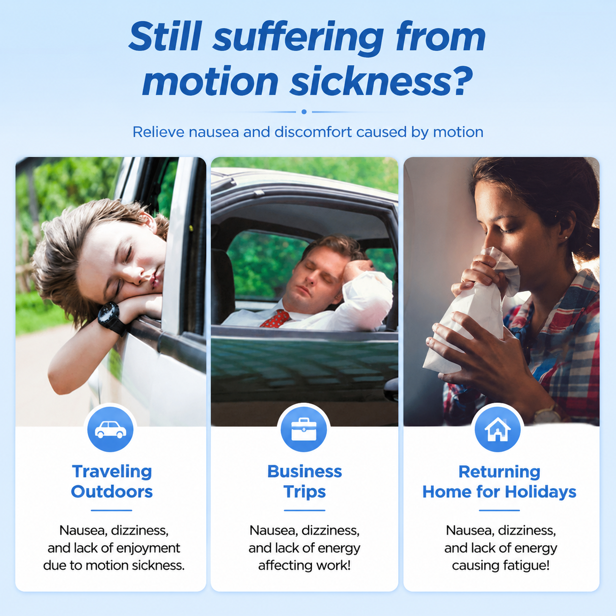 Anti-Motion Sickness Glasses - Travel Nausea Relief for Car, Sea & Air