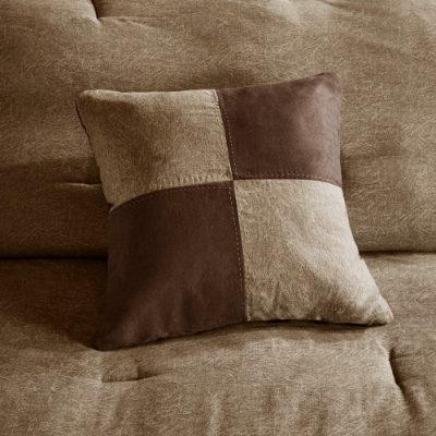 7 Piece Faux Suede Comforter Set - Cozy Lodge Style Bedding