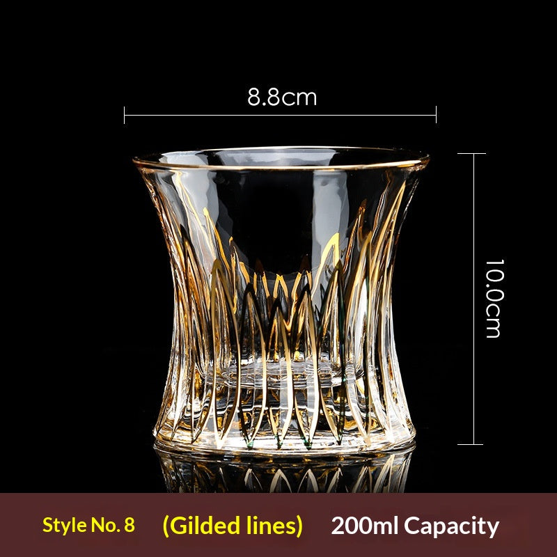 Large Gold-Trimmed Gin Crystal Glass - Vintage Drinkware for Bar & Kitchen