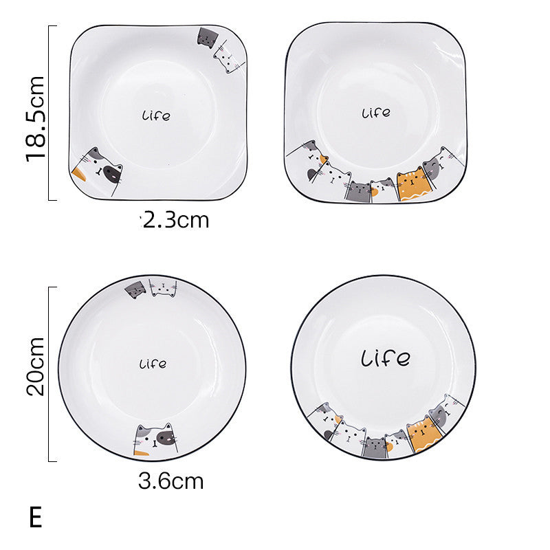 Ceramic Deep Plate Set for Kitchen & Dining - Nordic Style, 8-8.5 Inch