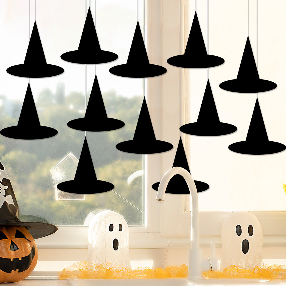 Halloween Horror Atmosphere Hat Decor - 12PCS Paper Ornaments