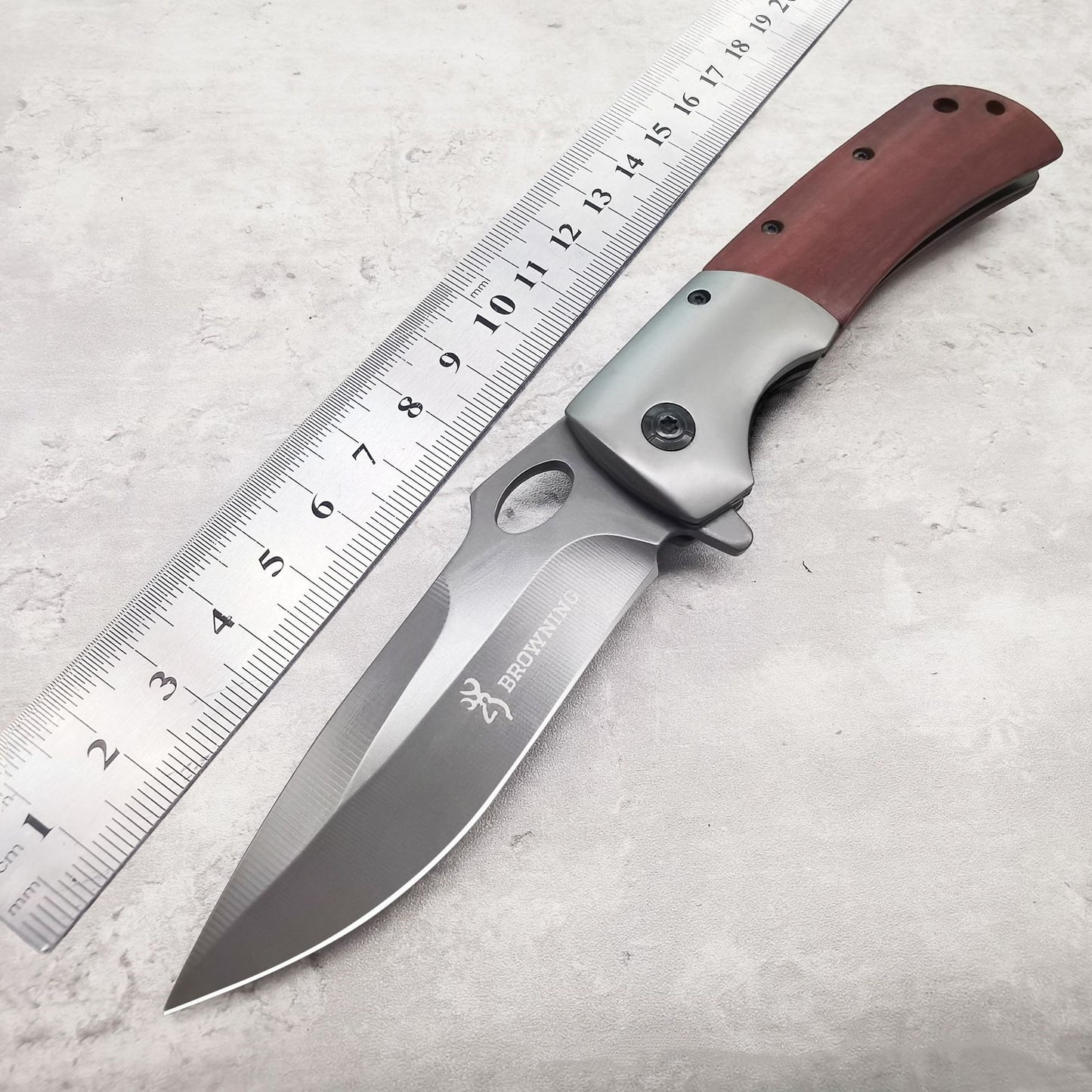 Camping Folding Fruit Knife Stainless Steel & Wooden Handle DA62 220mm