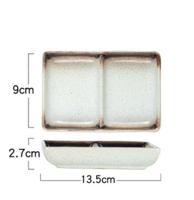Japanese Style Pottery Seasoning Dish - Rectangular Sauce Dipping Plate 8 Inch
