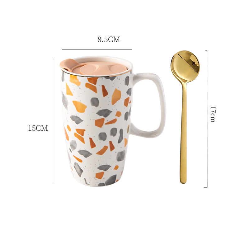 Large Capacity Ceramic Mug with Lid - Multiple Styles, 500-600mL Drinkware