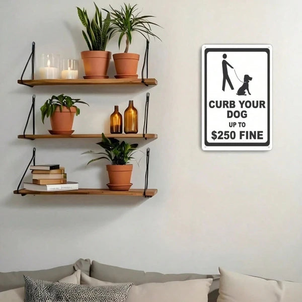 Caution Dog Safety Metal Tin Sign - 8x12 in Wall Decor