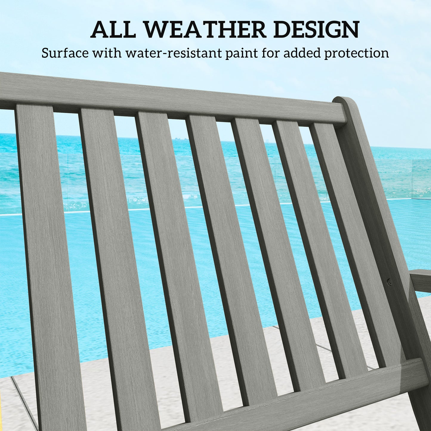 Foldable Wood Outdoor Bench with Backrest - Gray