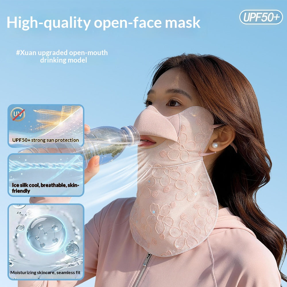 Women's Sun-Protective Face Mask – Sequin Lace UV Shield