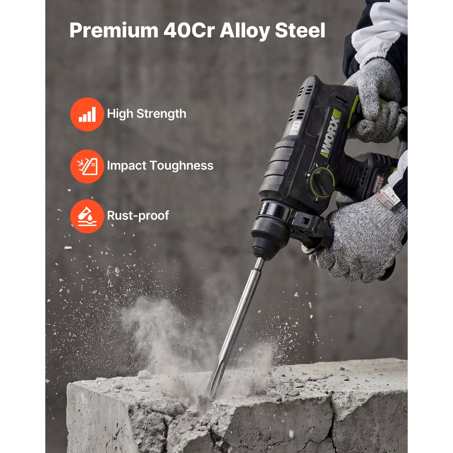 SDS Plus Chisel Set 3 Pcs for Rotary Hammer Demolition Concrete Brick