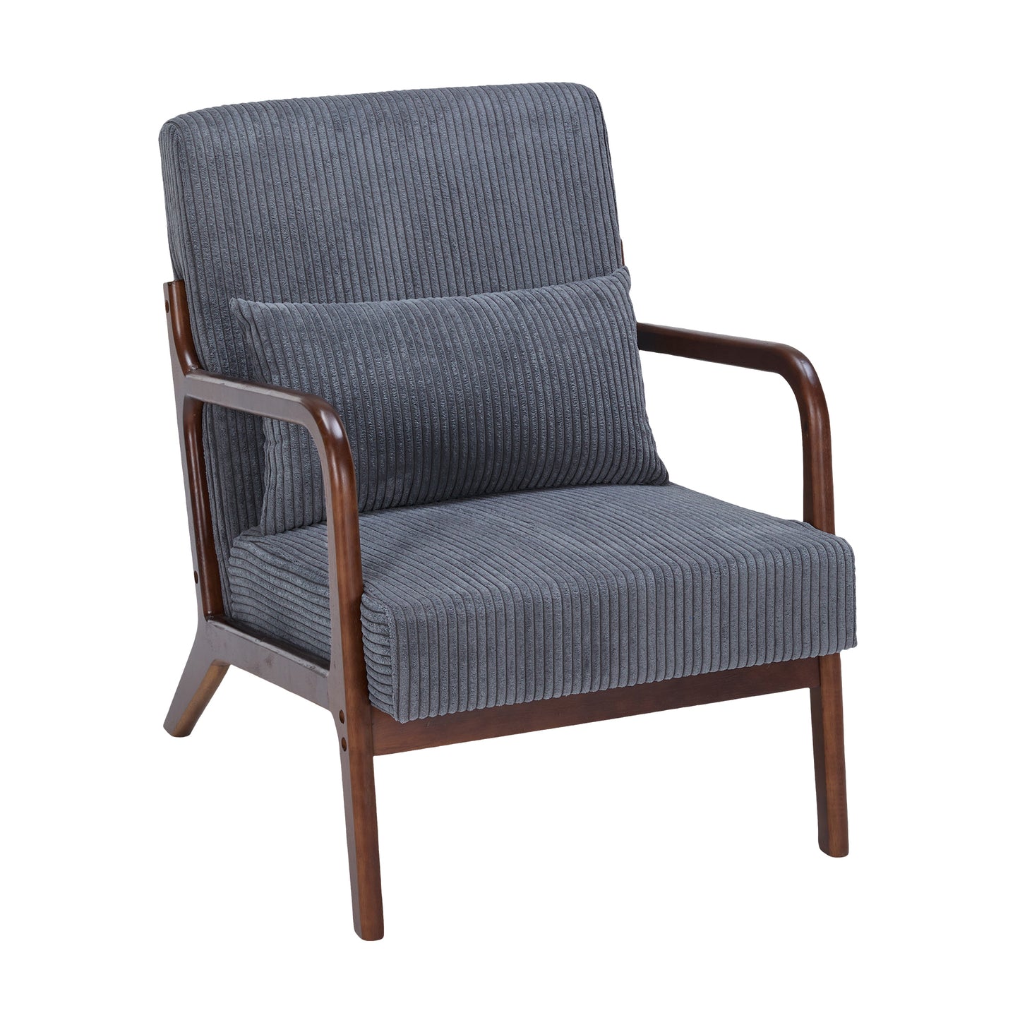 Mid-Century Modern Accent Chair - Antique Dark Grey Upholstered Armchair