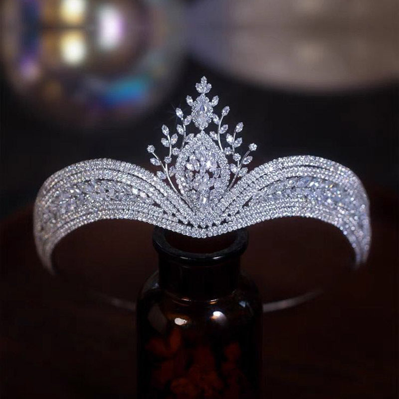 Rhinestone Wedding Crown Headdress - White