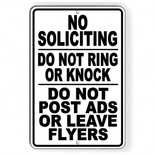 Weatherproof No Soliciting & No Flyers Sign for Apartment Doors