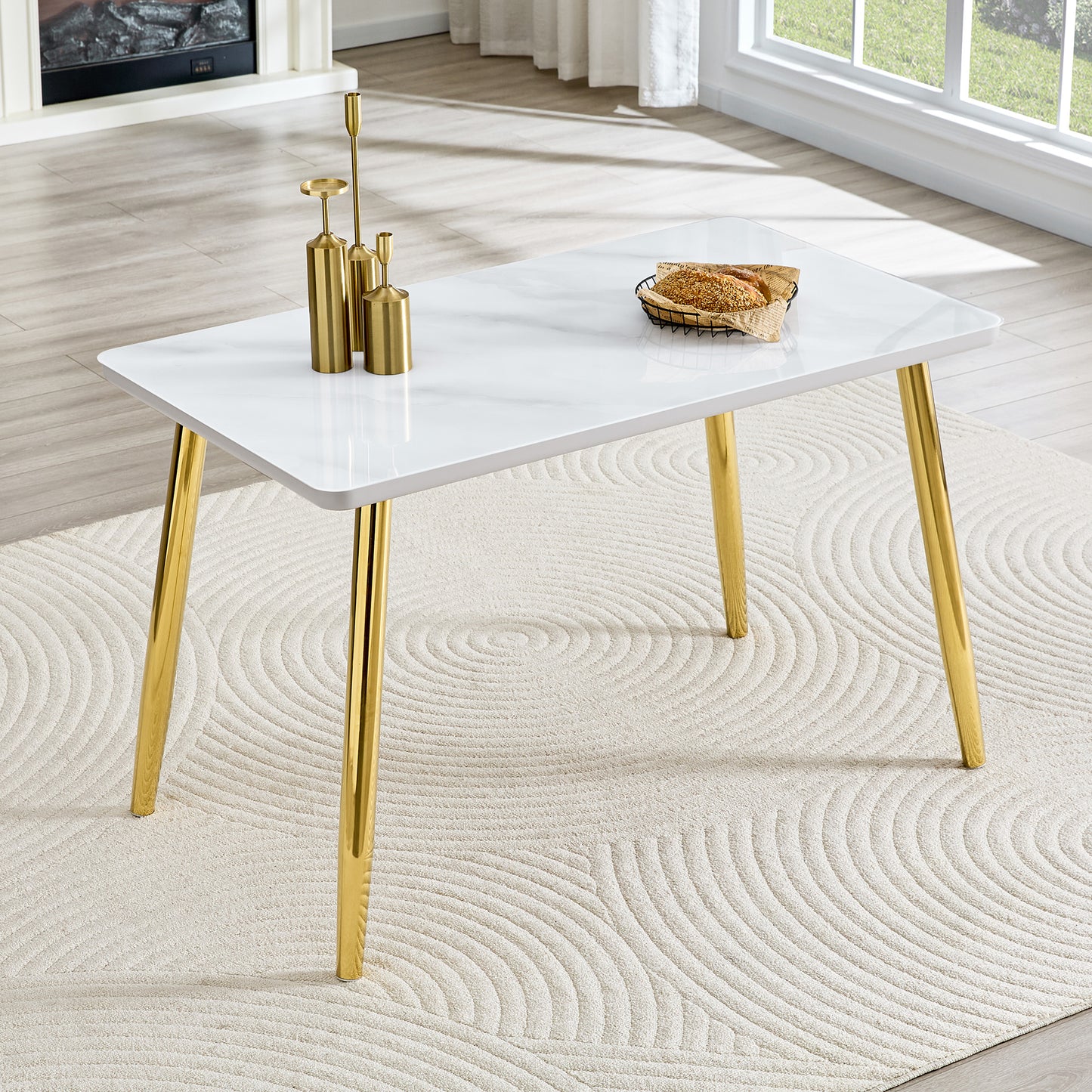 Modern Minimalist Rectangular Dining Table, Suitable For 4-6 People.