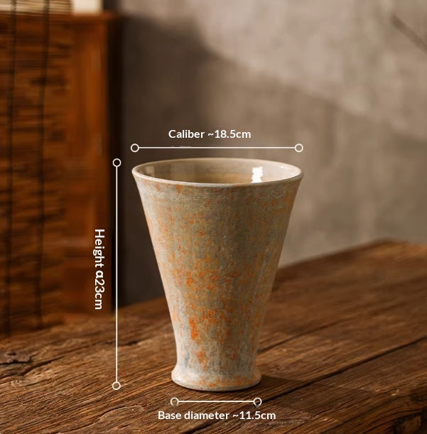 Ceramic Flower Pot with Tall Base for Green Plants - Floor Standing Garden Vase