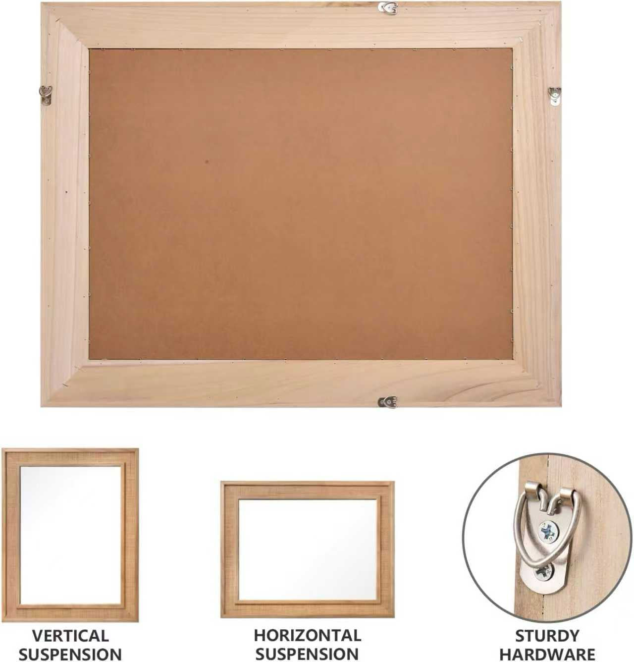 20"x30" Rattan Rectangle Decorative Mirror - Yellowish Brown