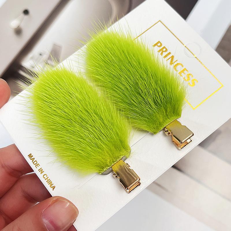 Women's Mink Hair Seamless Plush Hairpin - Retro Japanese Korean Style
