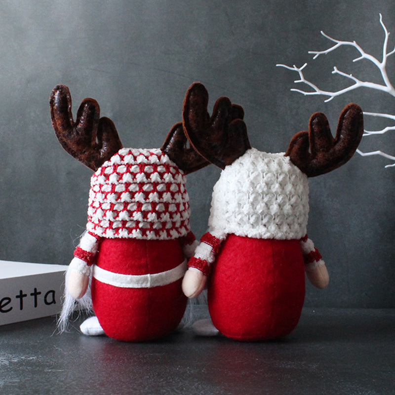 Christmas Antler Faceless Old Man Doll Decor for Holiday Festive Home