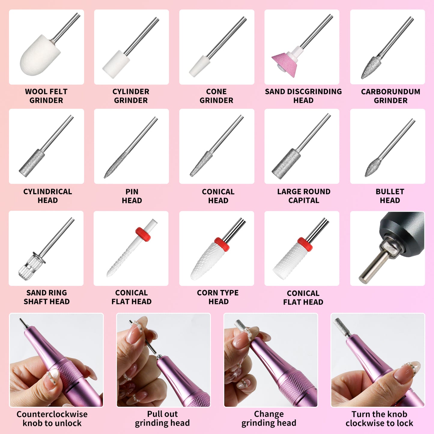 Portable Cordless Electric Nail Drill - 35000 RPM Professional E-File Kit