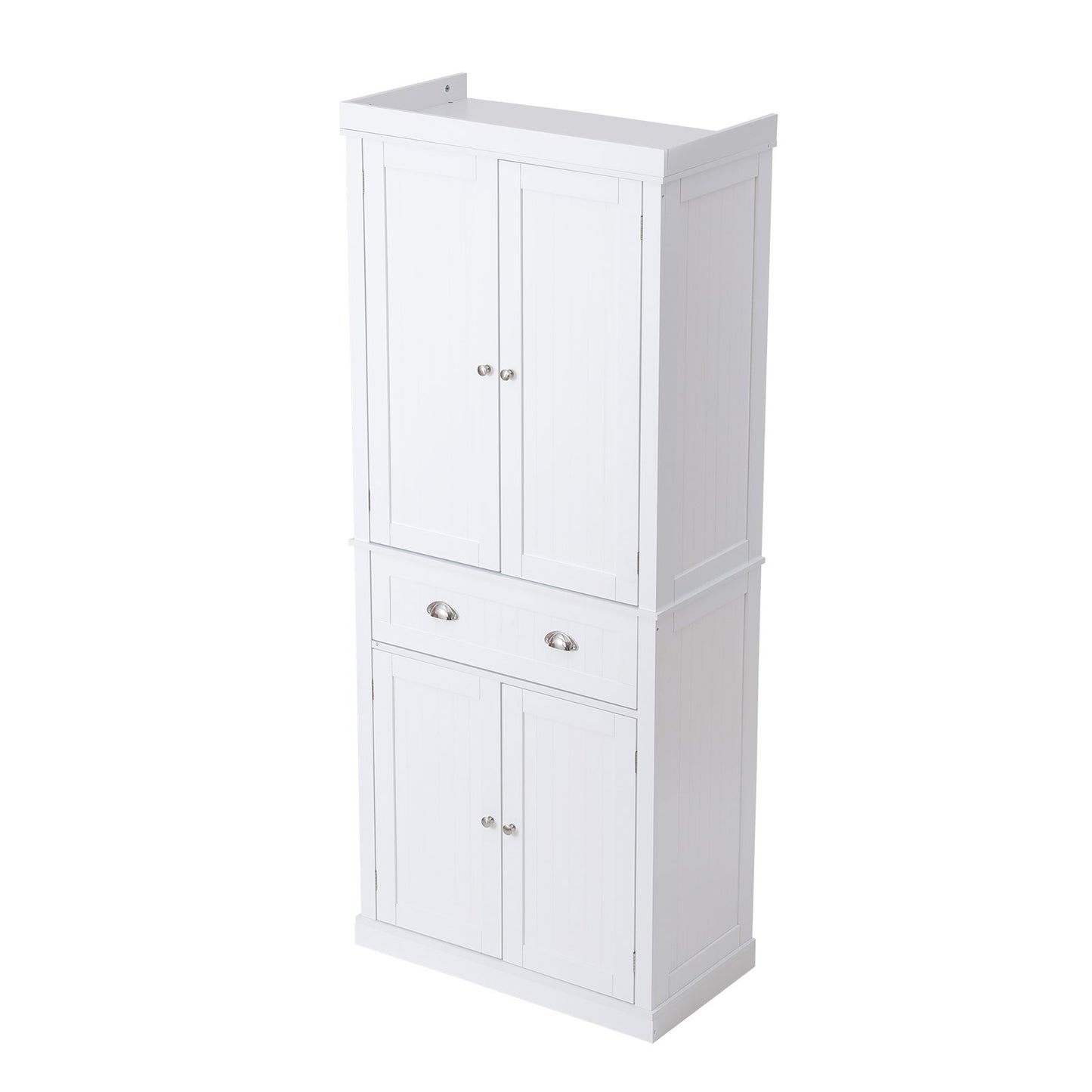 Freestanding Kitchen Pantry Storage Cabinet with Adjustable Shelves - White