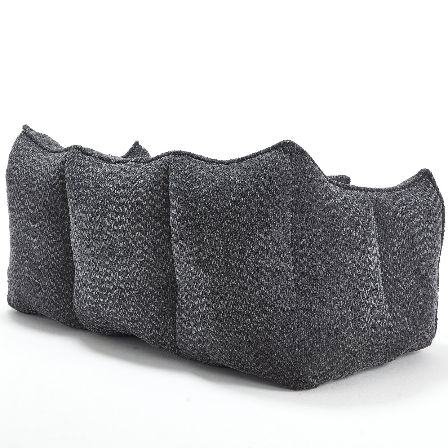 Comfortable Square Beanbag Chair for Two - Black Chenille